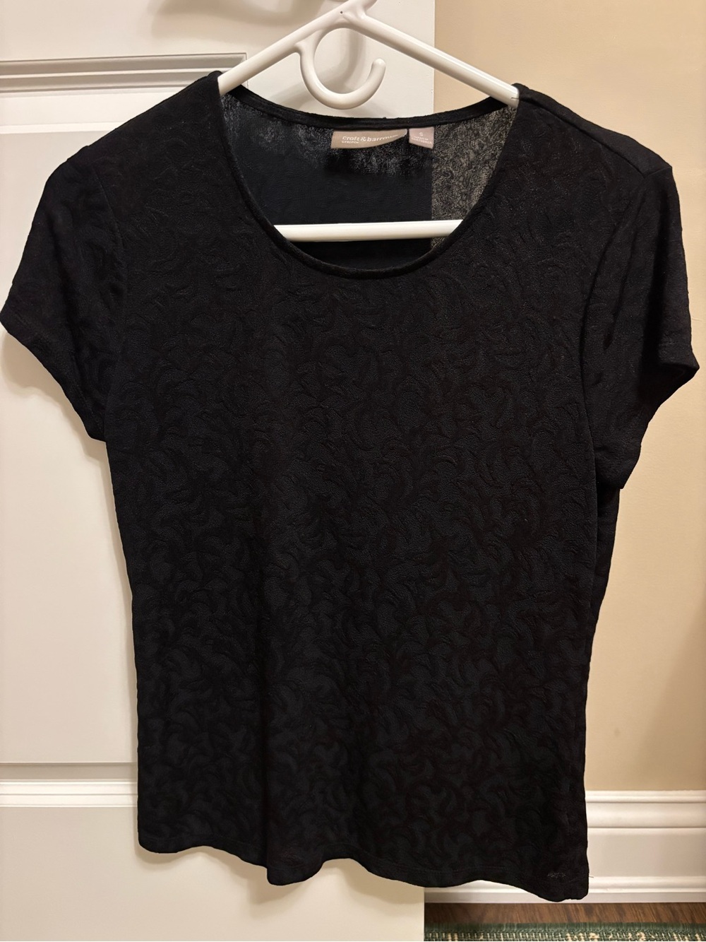 croft & barrow Black Short-Sleeve Textured Crewneck Tee